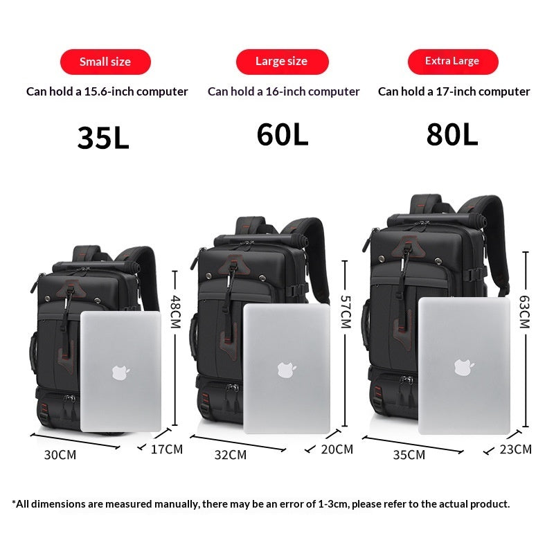 black lightweight hiking backpack with curved shoulder straps