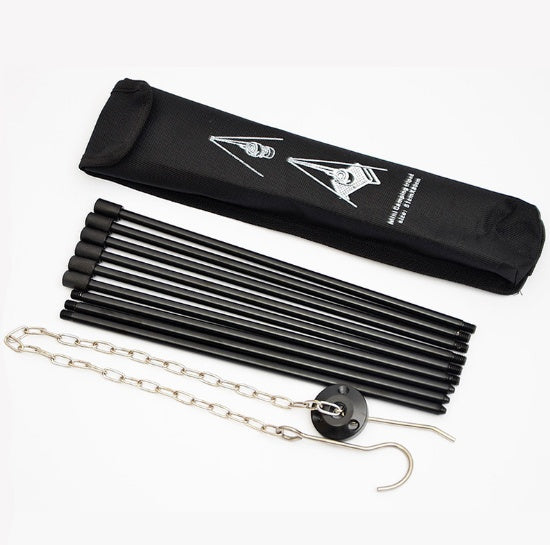 camping tripod with adjustable cooking chain