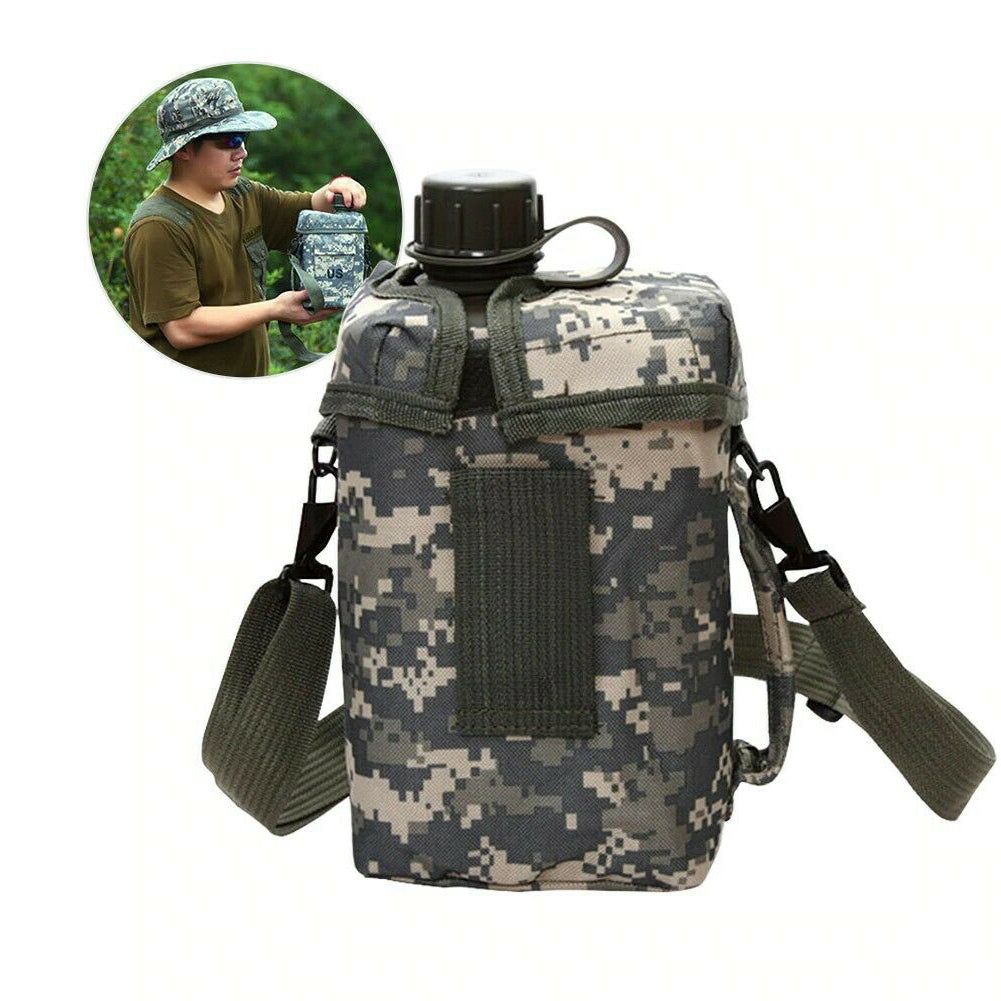 2L camping canteen with camouflage carrying cover