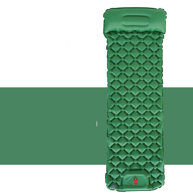 army green camping sleeping pad with pillow
