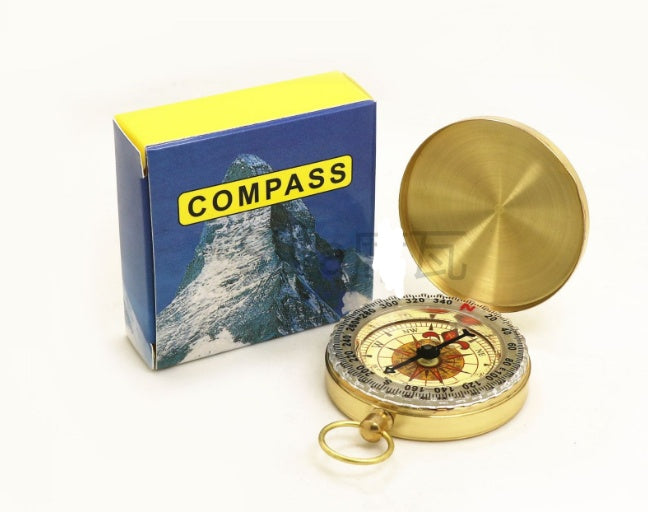 gold-tone camping and hiking compass