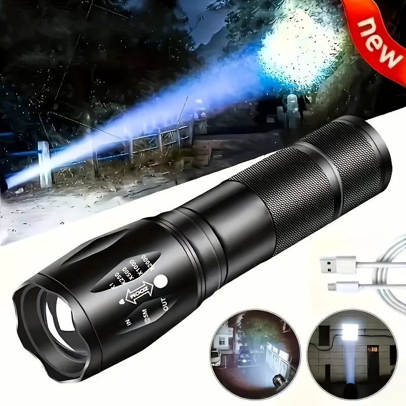 Adjustable focus LED camping flashlight with CREE XM-L LED