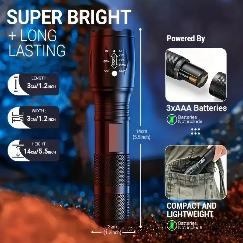 zoomable LED flashlight for camping