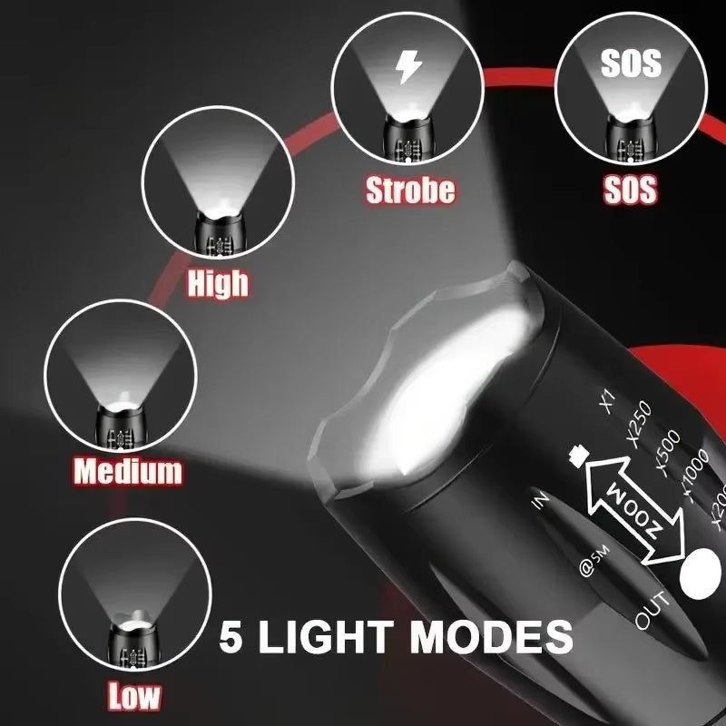 portable camping flashlight with multiple light modes