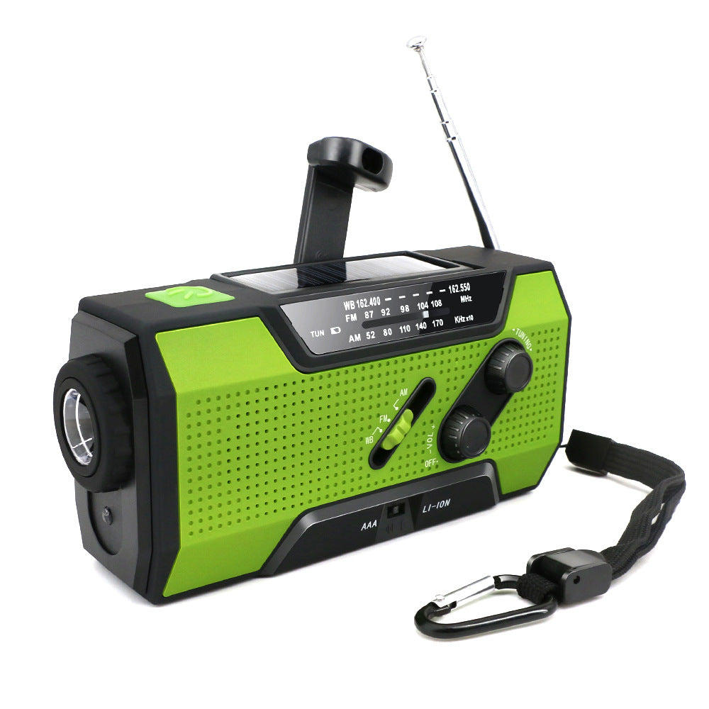 solar camping radio with up to 100 lumen light