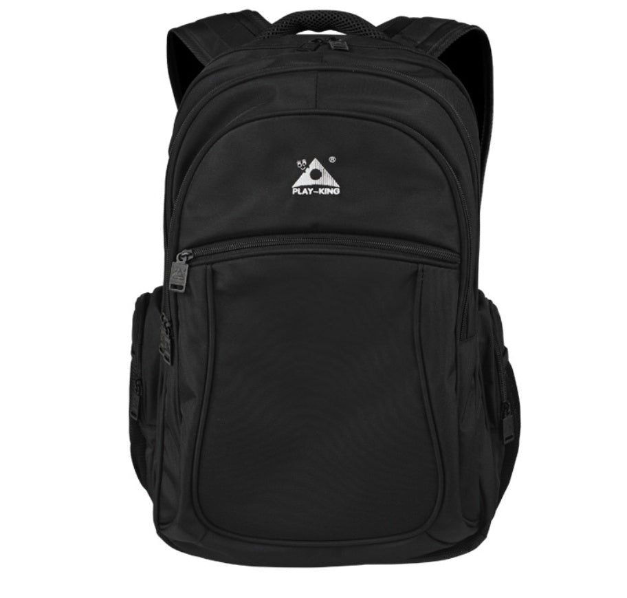 Black nylon camping and hiking backpack