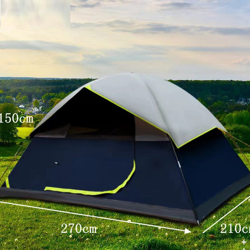 blue 4-person family camping tent