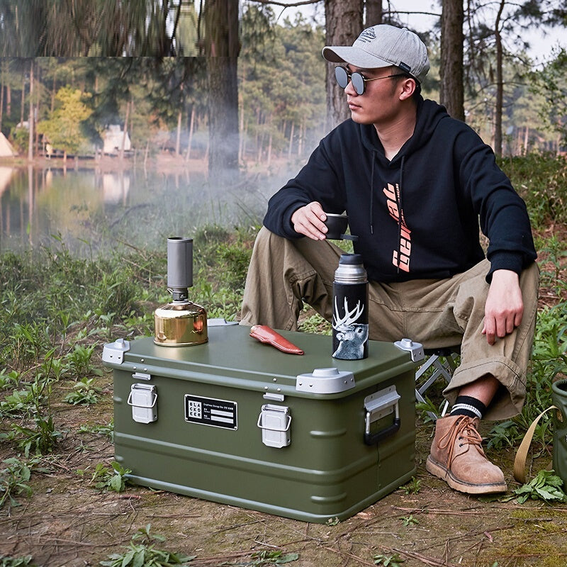 Large Harano Green aluminum camping storage box