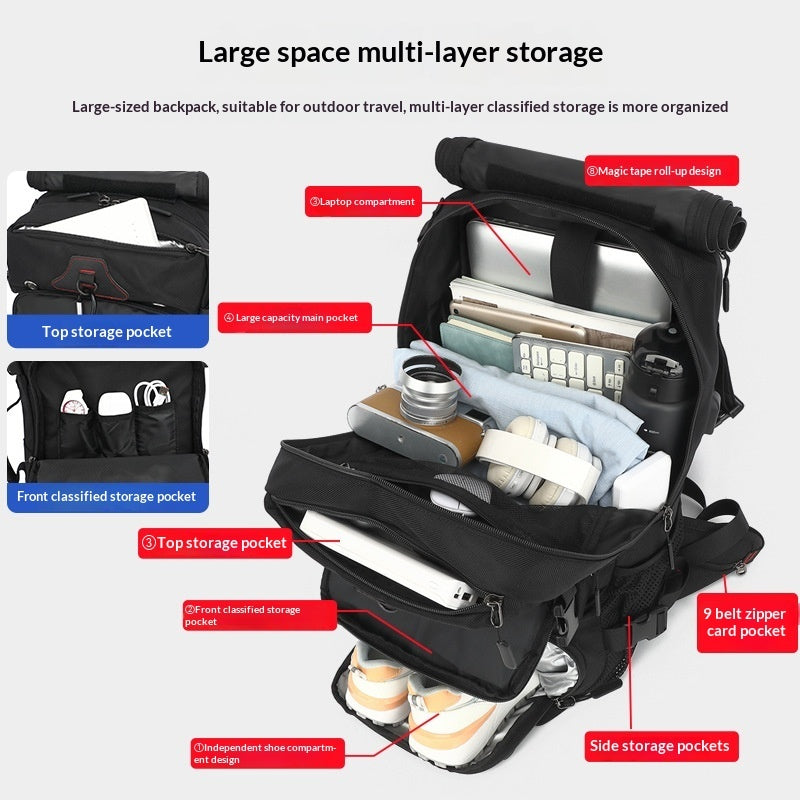 35L black hiking and camping backpack