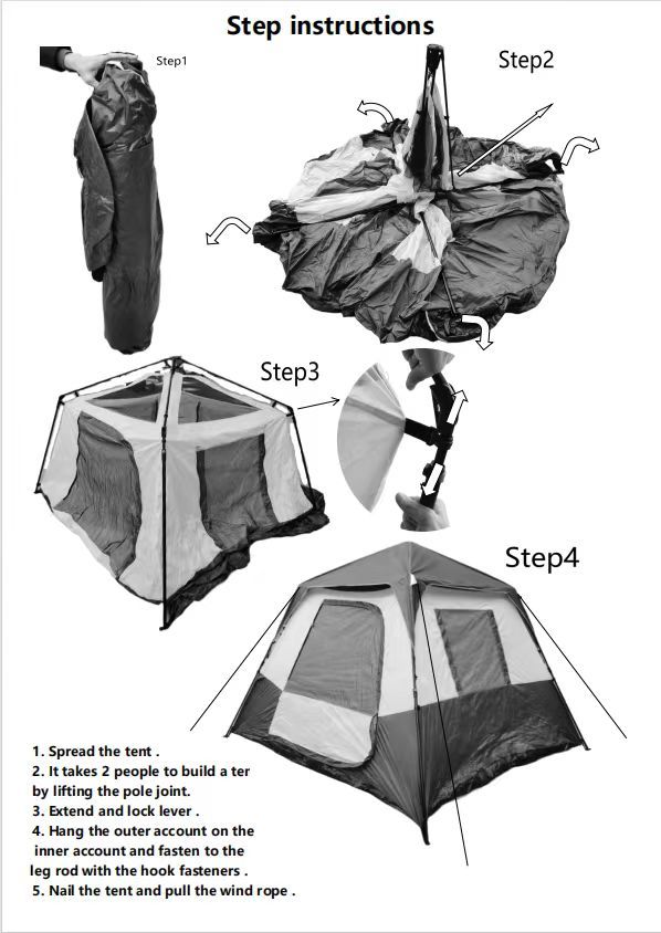 6-person Army Green Beige Camping Tent Polyester Cloth Automatic Iron Rod