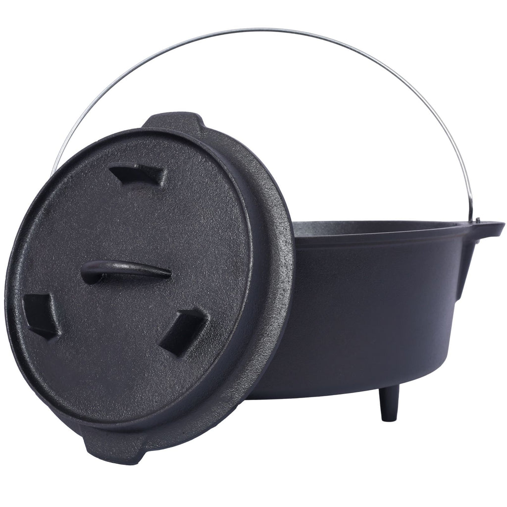 Pre-seasoned cast iron Dutch oven for camping