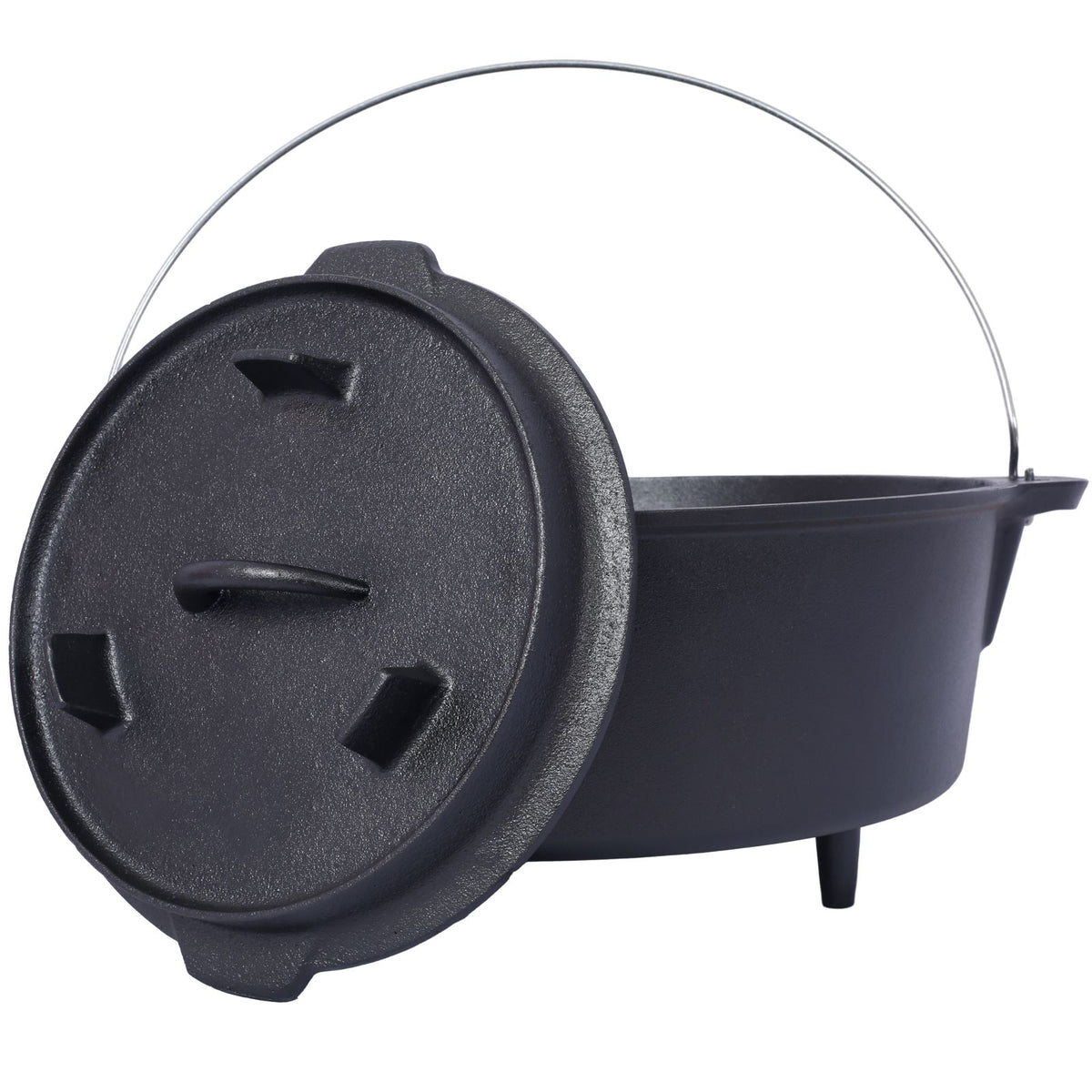 Pre-seasoned cast iron Dutch oven for camping