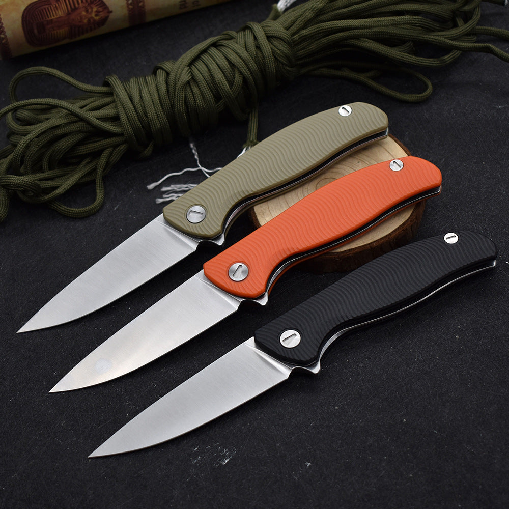 D2 steel folding camping knife with glass fiber nylon handle