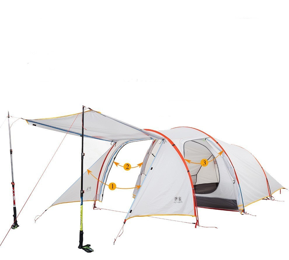lightweight 3-person camping tent with aluminum poles