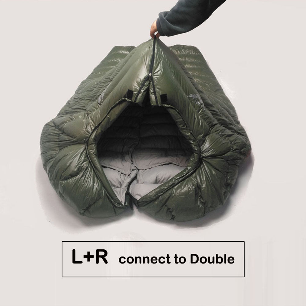 Left and Right connect to double the sleeping bag