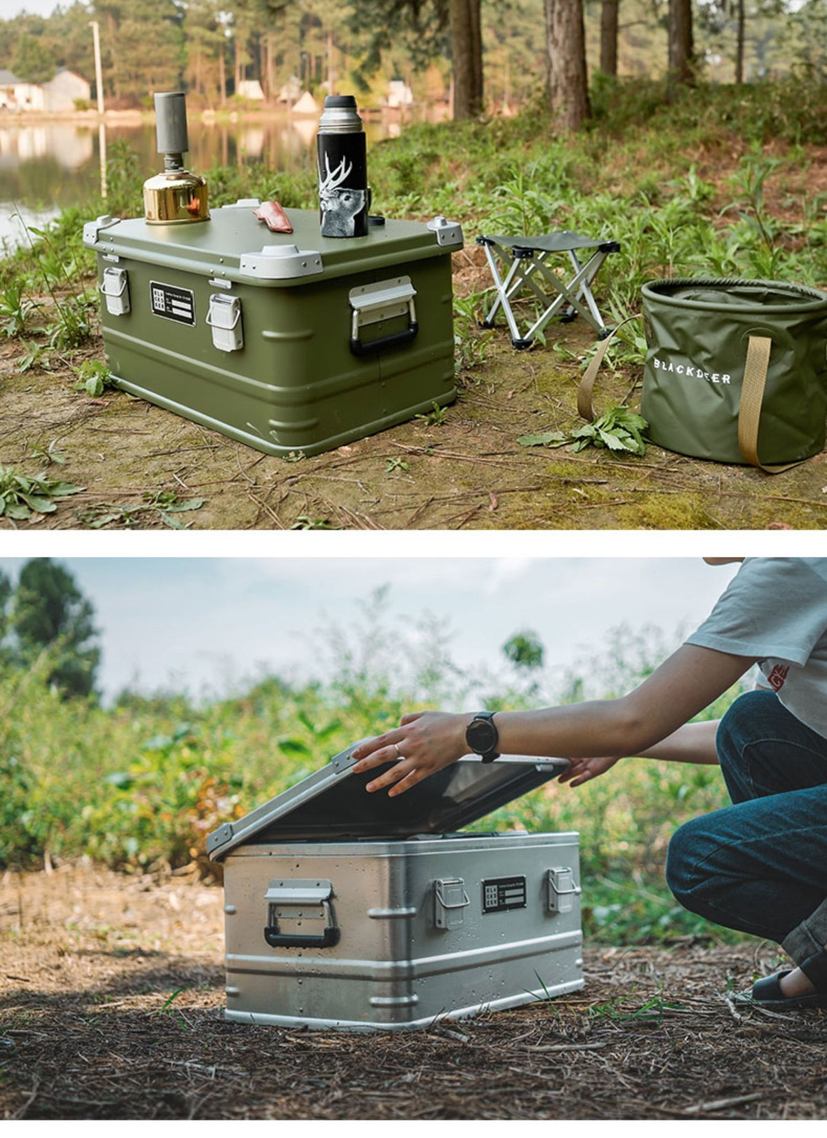 metal camping storage container for gear