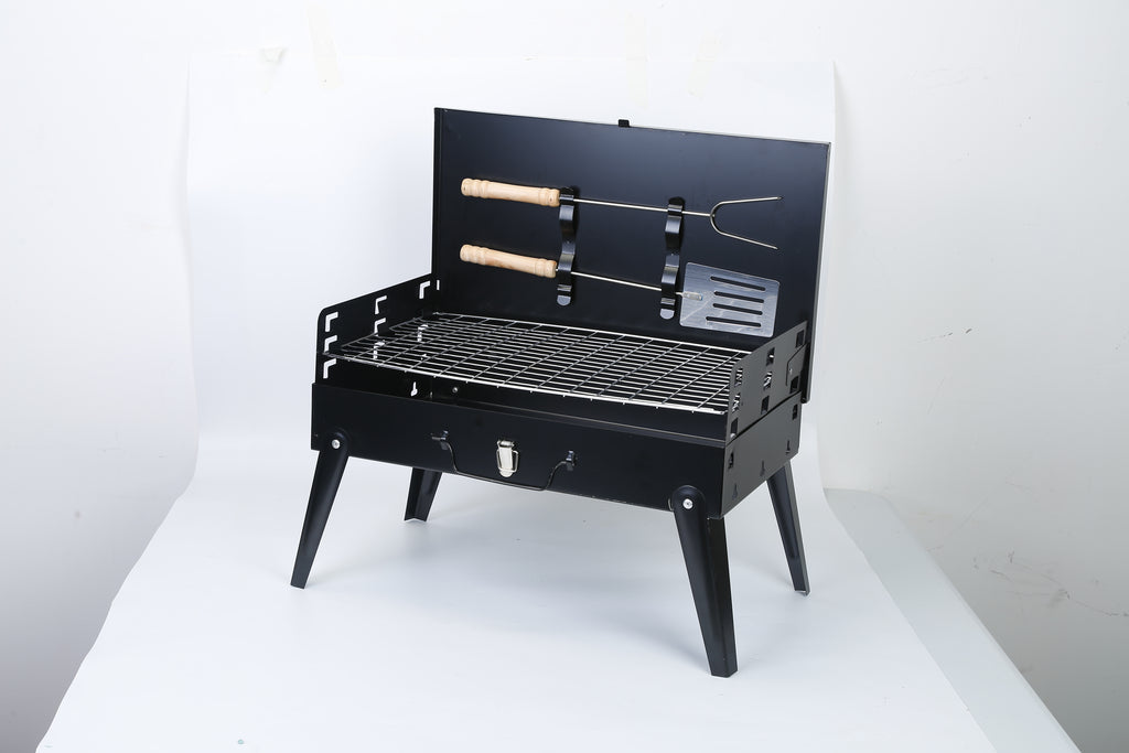 charcoal camping grill with adjustable cooking heights