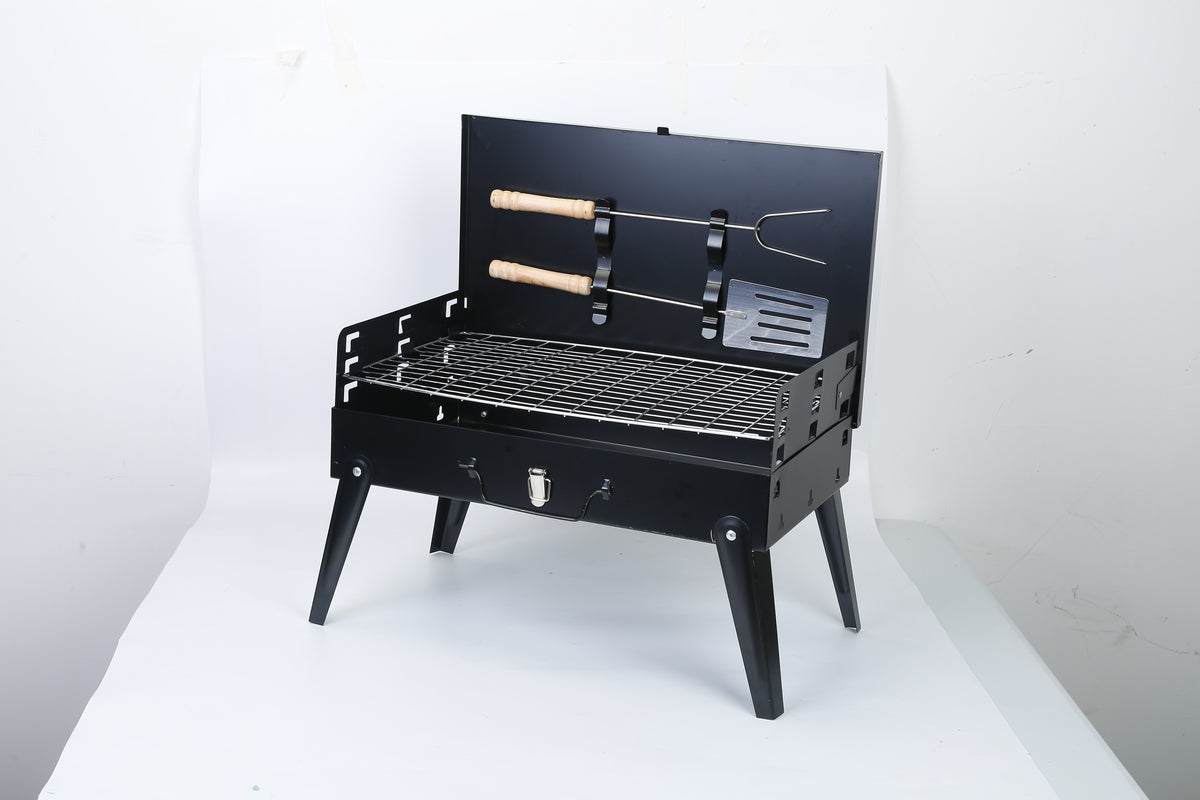 charcoal camping grill with adjustable cooking heights