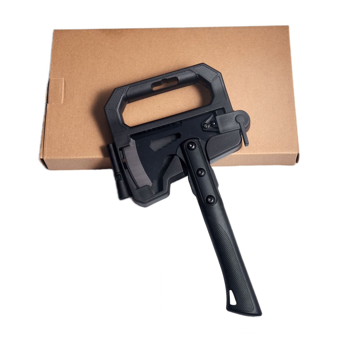 camping hatchet with protective blade sheath