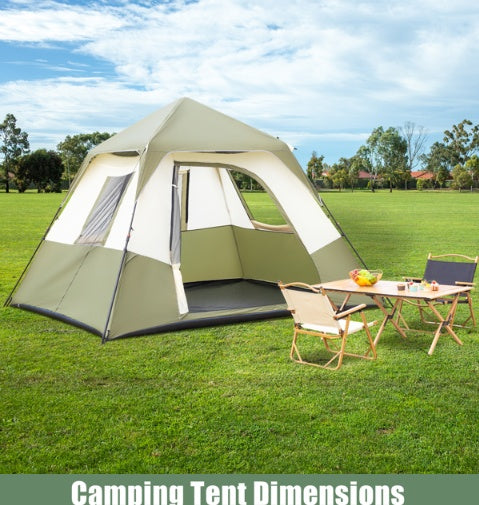 6-person Army Green Beige Camping Tent Polyester Cloth Automatic Iron Rod