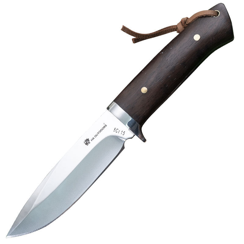 outdoor utility knife with wood handle