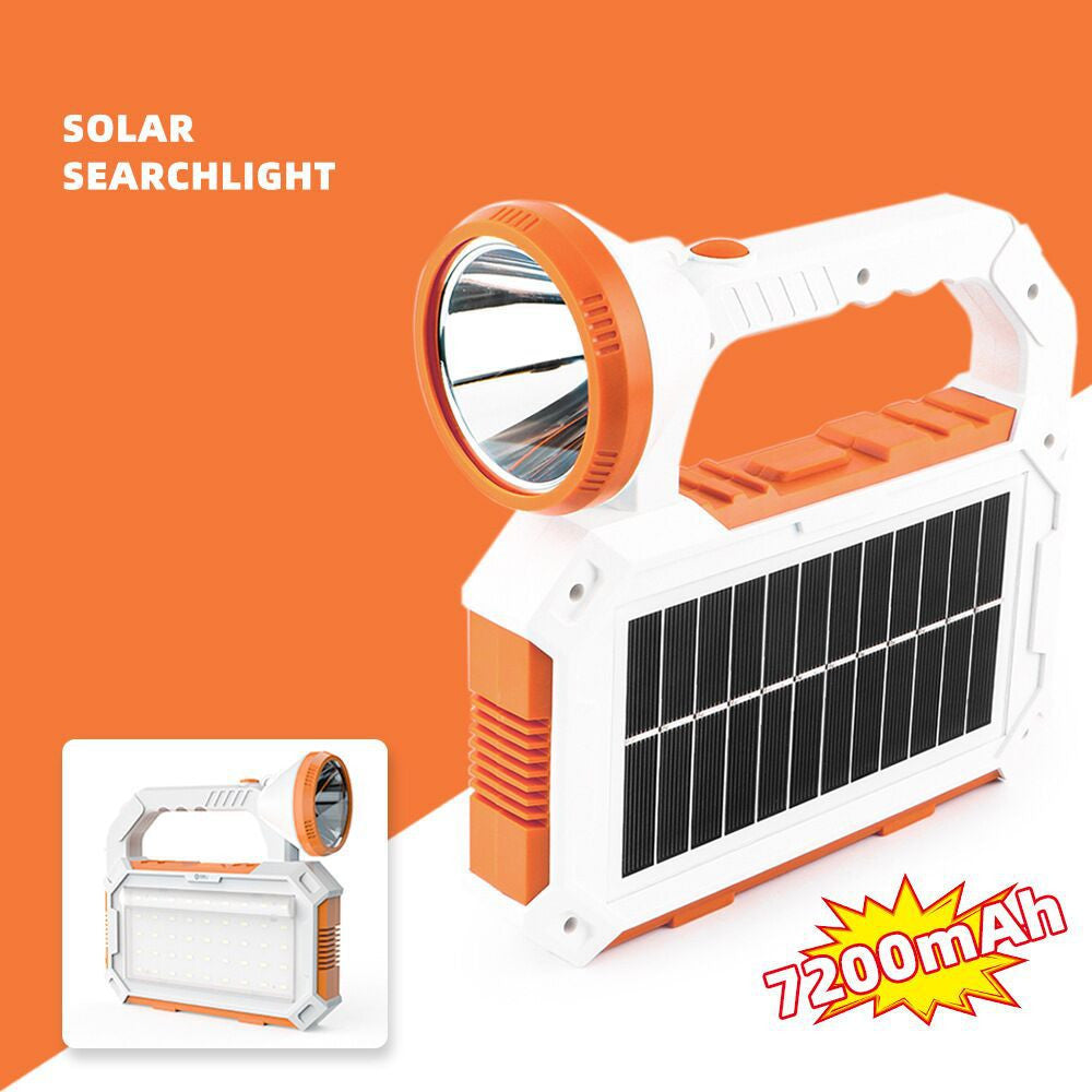 7200mAh LED solar emergency flashlight with USB power bank