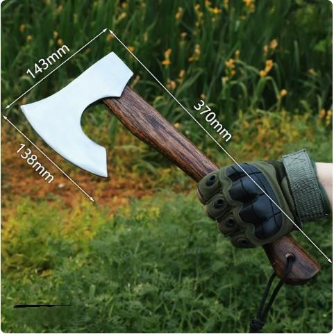 9.8 inch camping axe with wood handle