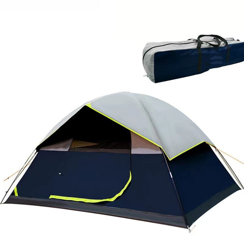 nylon family camping tent with fiberglass poles