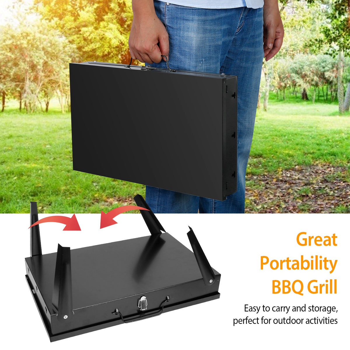 portable black camping BBQ grill