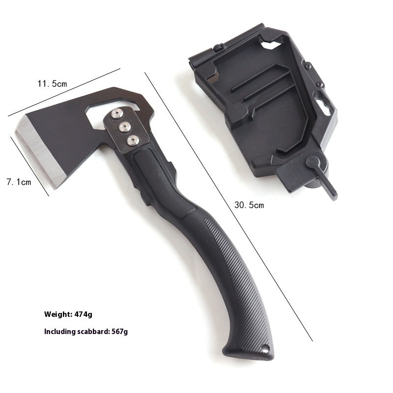 compact camping axe with sheath