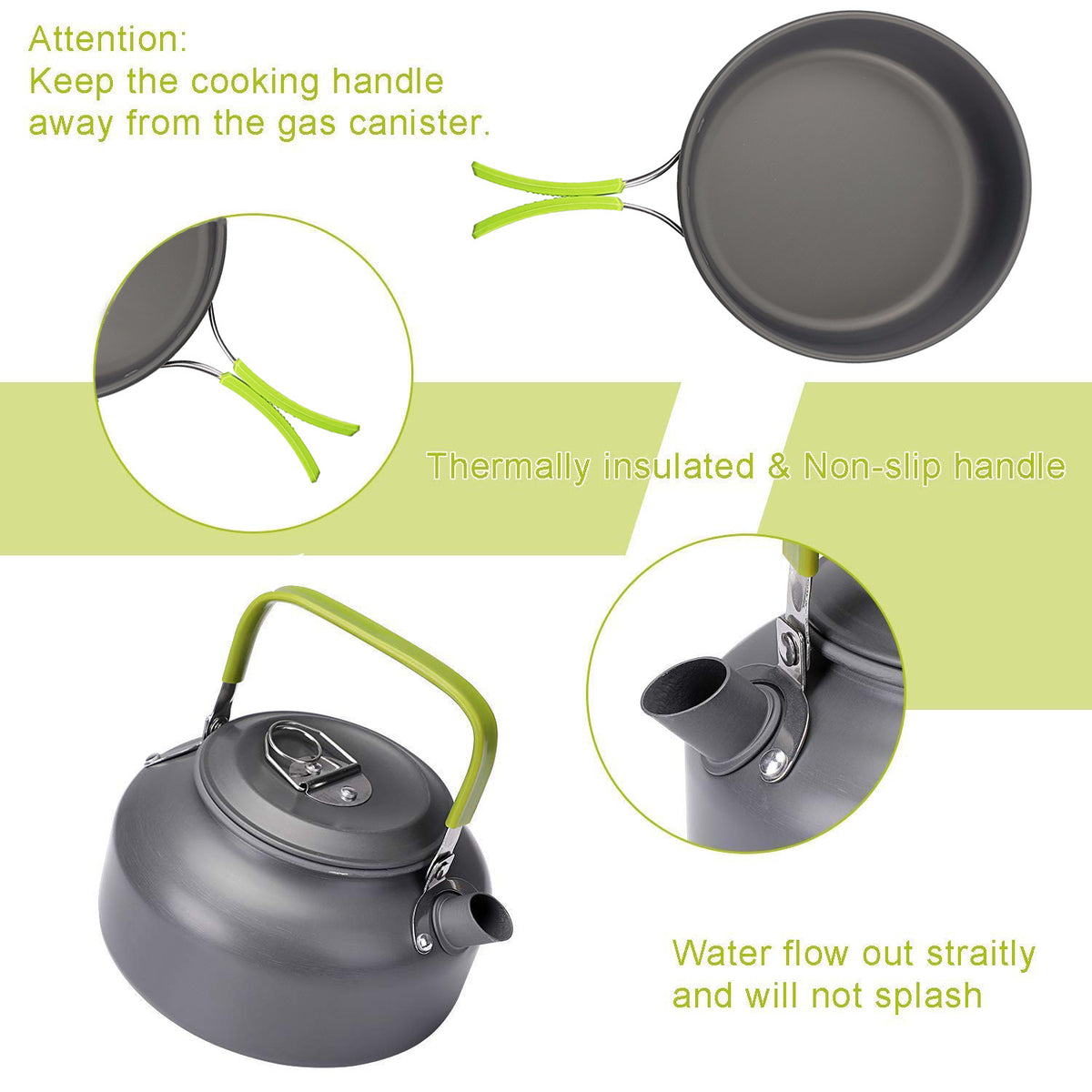 compact camping cookware set with teapot