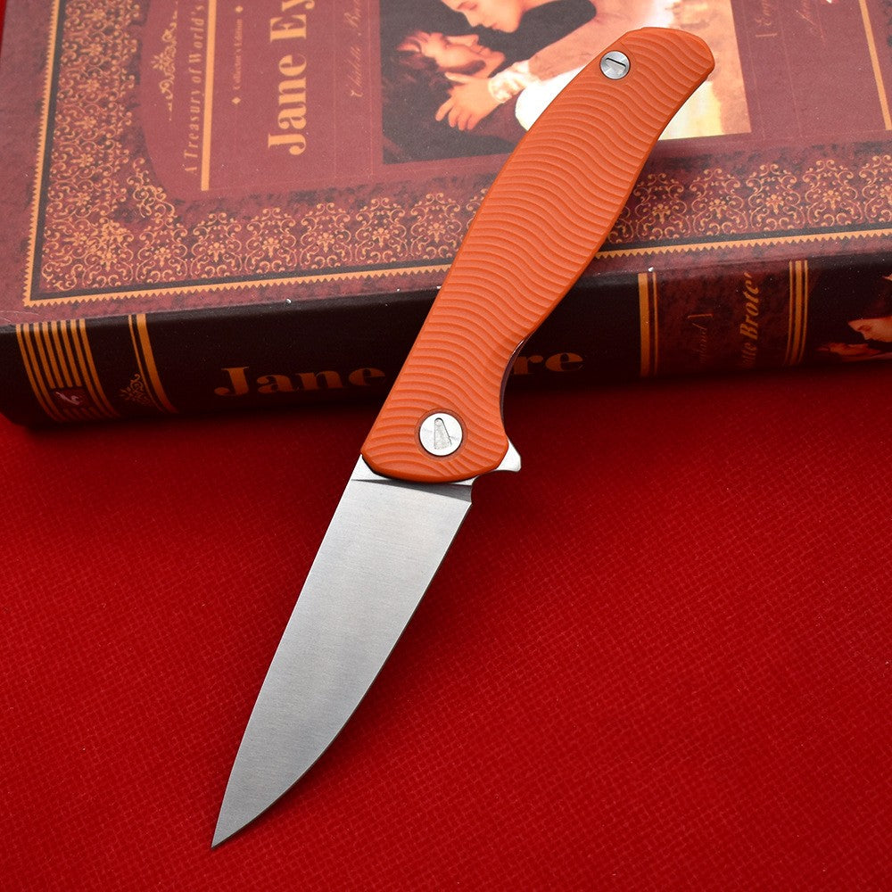 D2 camping knife with reinforced nylon handle