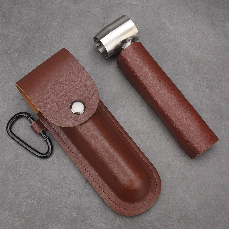 camping woodworking auger with leather case