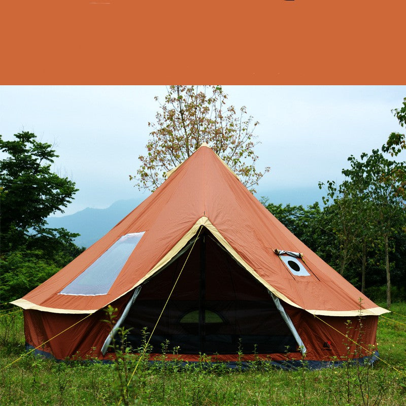 large orange yurt camping tent for groups